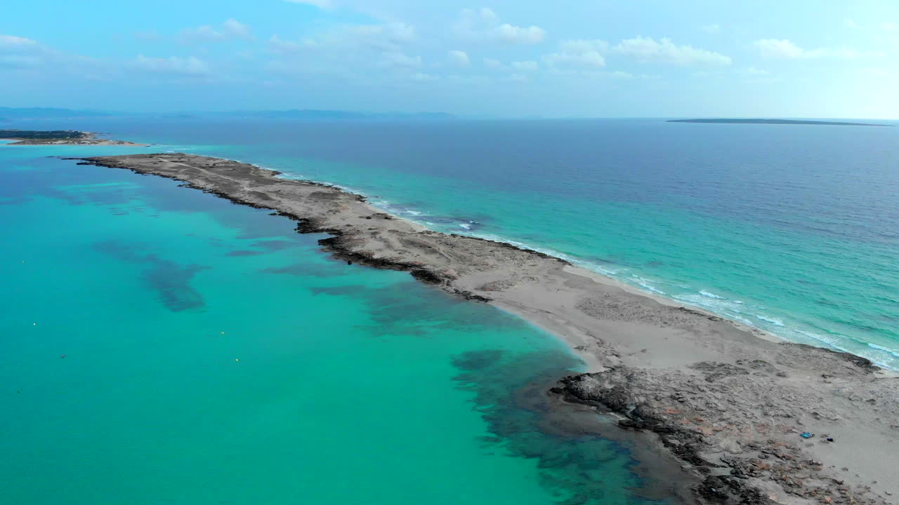 Formentera Island at sunrise, drone footage