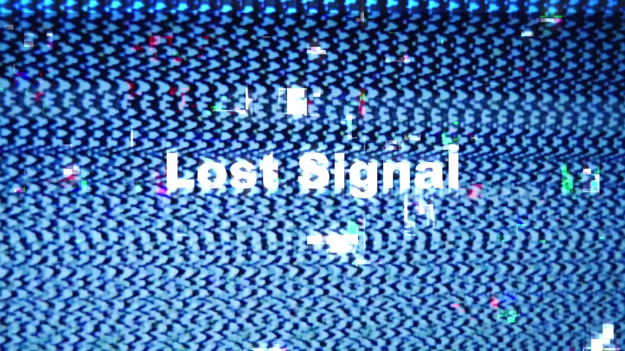 Lost Signal Text Appearing on Glitching TV Static and Color Bars