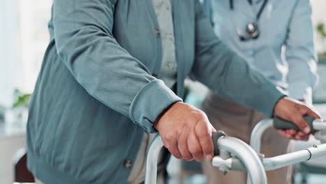 doctor helping patient with walker to walk