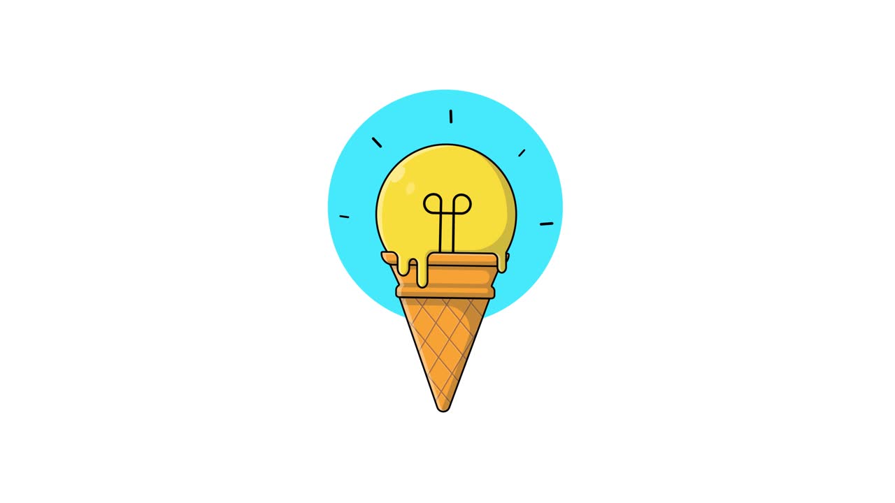 Ice Cream Cone Transforms into Glowing Light Bulb Idea