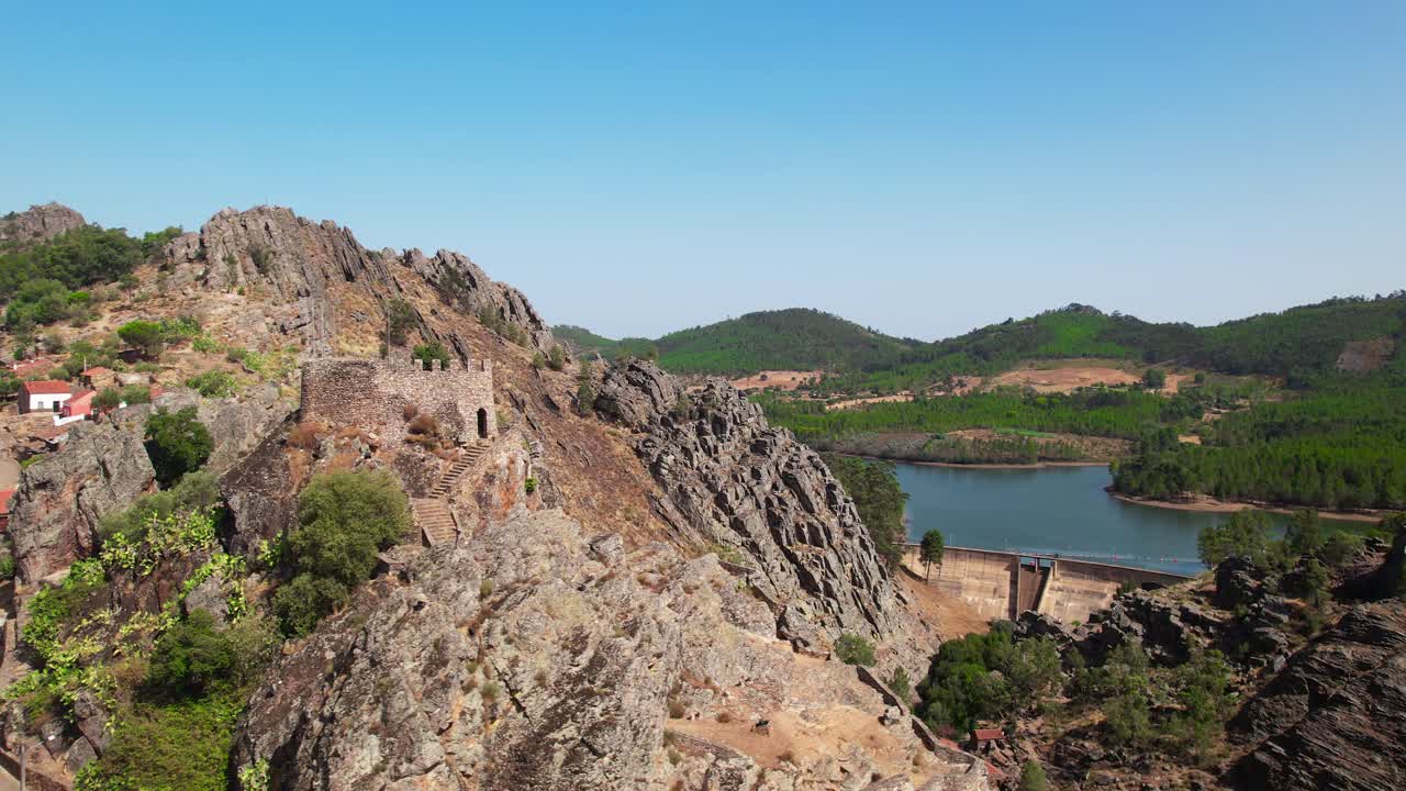 Drone Shot Village of Penha Garcia in Portugal
