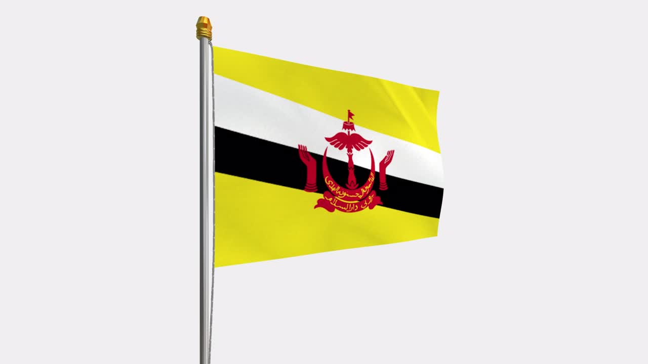 video de bucle de la bandera de brunei revoloteando en el viento, video en cámara lenta de 4k, con canal alfa