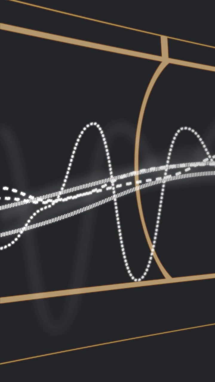 Vertical video: On play three traces waving and shifting smoke drifting showing amp and phase shift