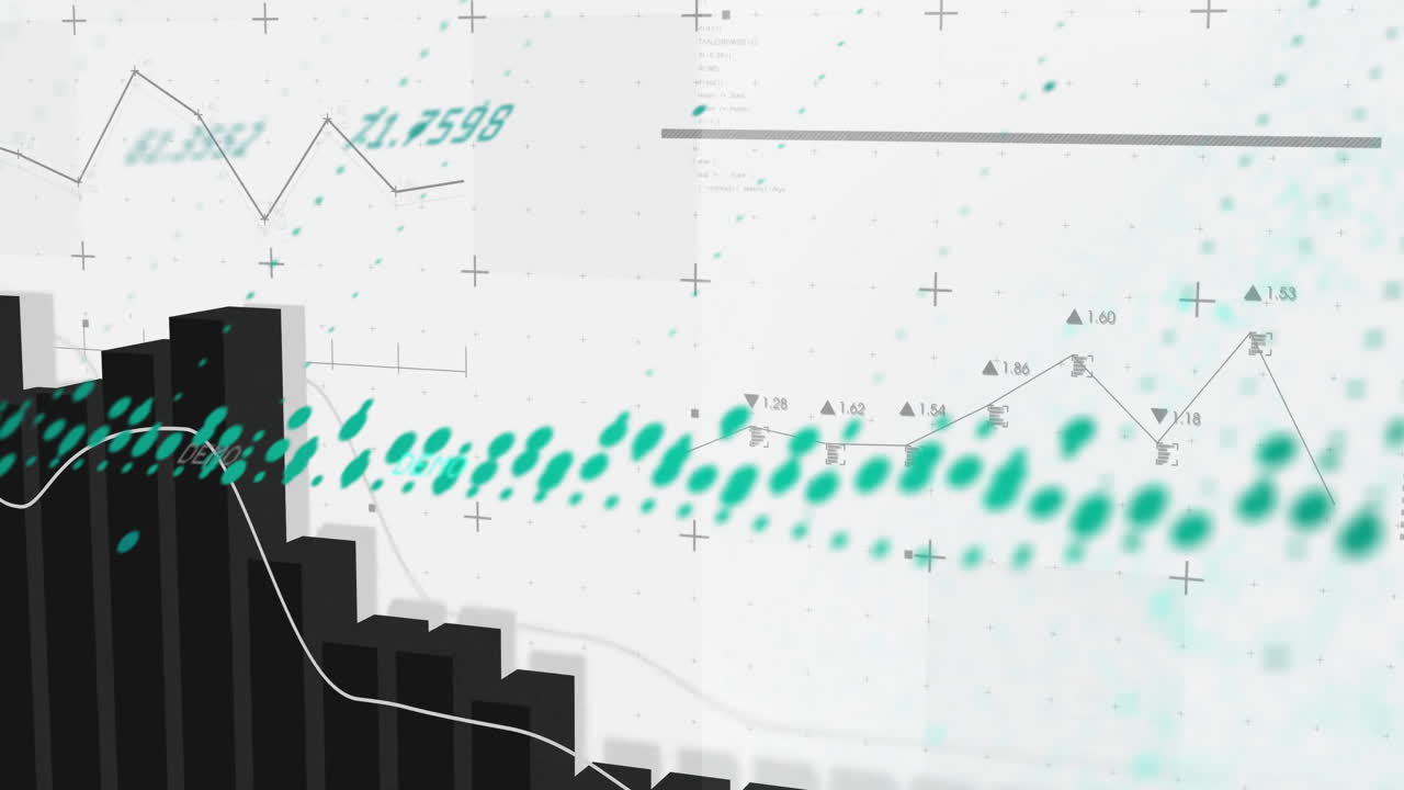 백색 배경 위에 통계 및 디지털 데이터 처리의 애니메이션