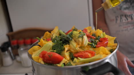 closeup footage of traditional greek healthy food with vegetables