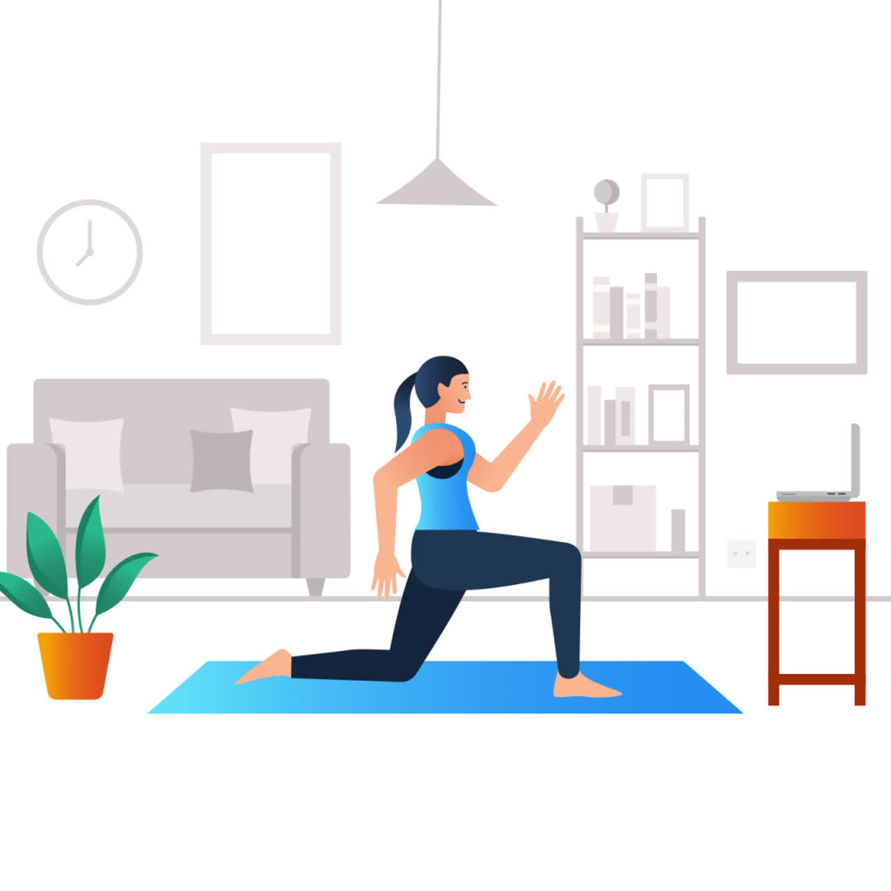 Woman Doing Yoga at Home