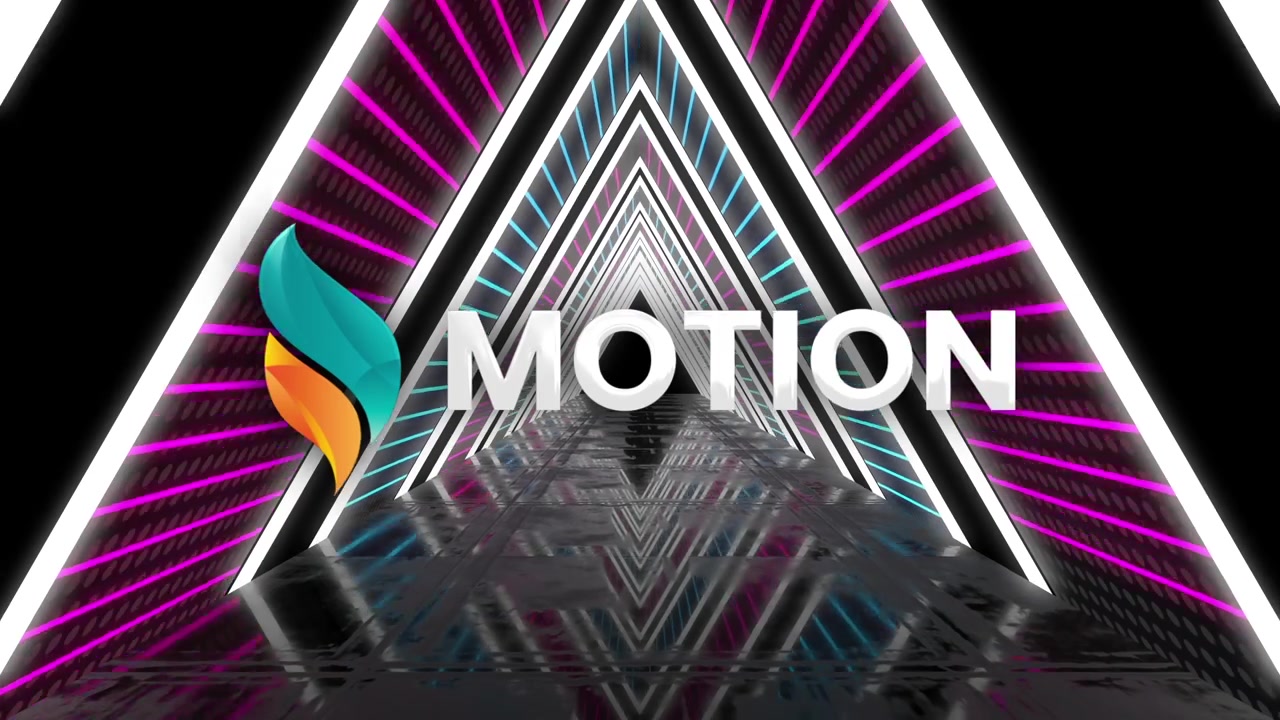 Tunnel al neon astratto con animazione logo in movimento