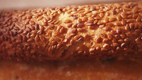 close-up of a sesame bread