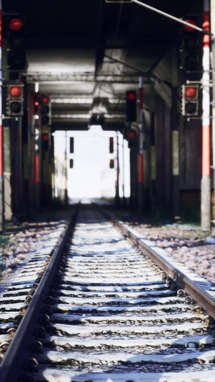 오버브리지를 가로질러 가는 열차 트랙