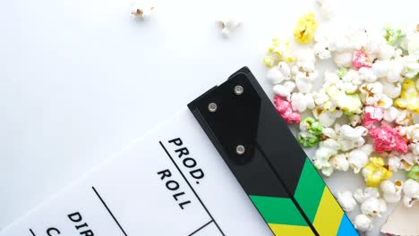 popcorn and clapperboard