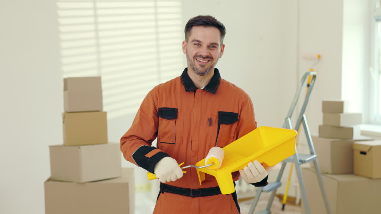 Painter preparing to paint a room
