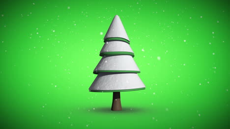 Snow-falling-on-revolving-fir-tree