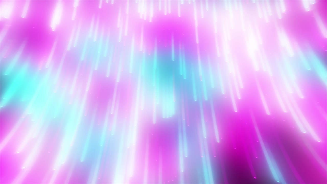 Abstract animation of the fall of glowing meteorites in outer space, seamless loop. Motion. Falling shining neon stars