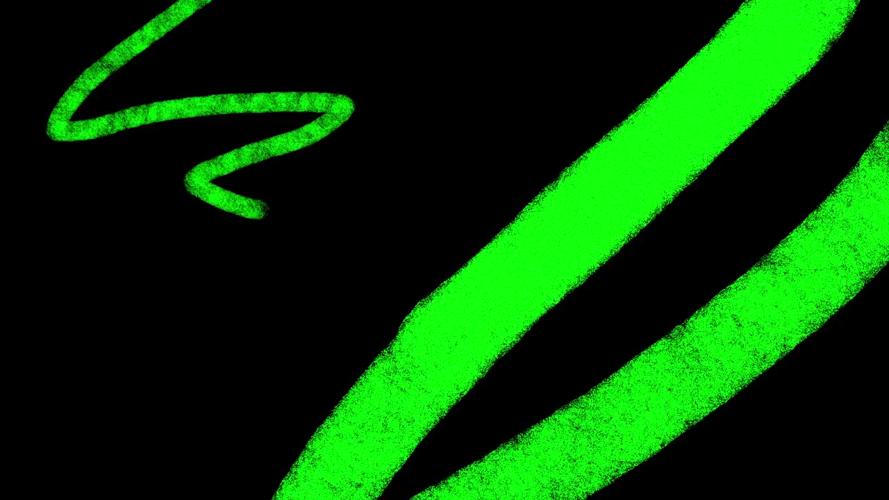Linee e frecce colorate animate disegnate a mano su sfondo nero