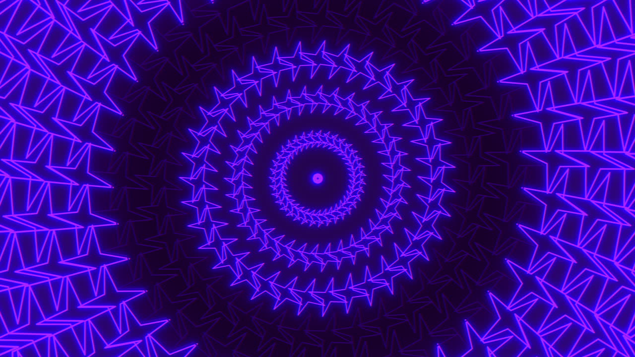 A mesmerizing spiral featuring blue and purple lines intertwining in a circular pattern, rotating clockwise towards an empty center, creating a hypnotic visual effect
