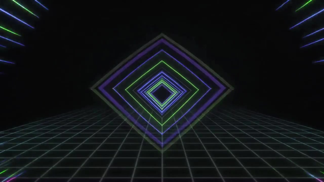 Retro Synthwave Style Neon Geometric Tunnel Animation