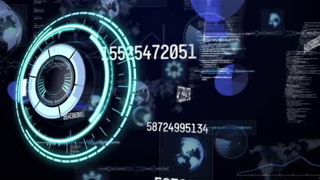 animation of scope scanning over data processing on black background