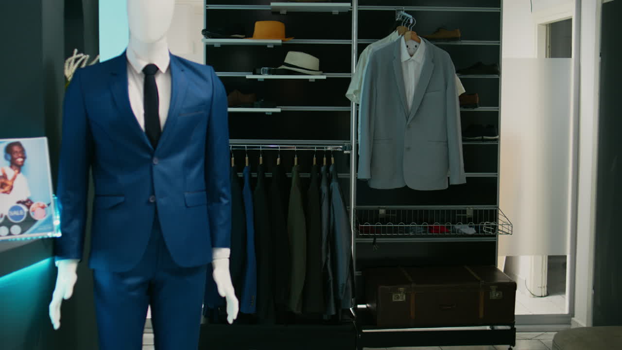 Clothing Store Interior with Mannequins and Apparel