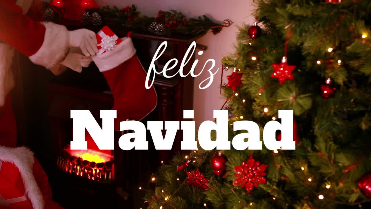 feliz navidad escrito sobre la chimenea en tiempo de navidad