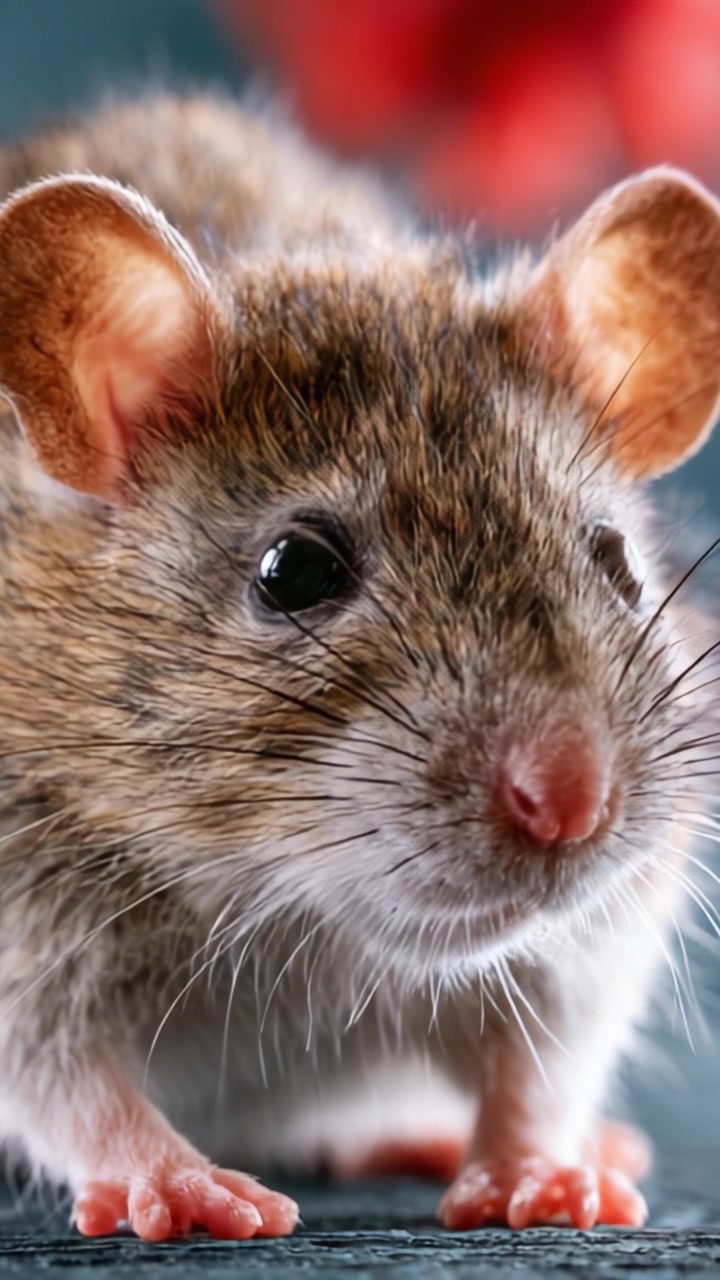 Un'esplorazione ravvicinata di un topo carino e curioso, che mostra le sue caratteristiche uniche ed espressive con dettagli mozzafiato.