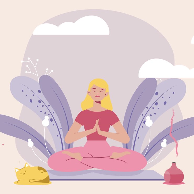 Mujer meditando, practicando yoga en un entorno tranquilo