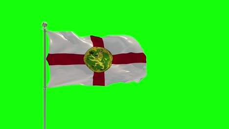 ilustración 3d de alderley de la bandera ondeando en un poste con una llave de croma