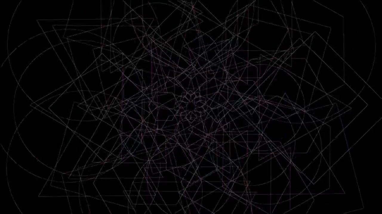 Abstract Geometric Pattern of Rotating Thin Lines on Black Background