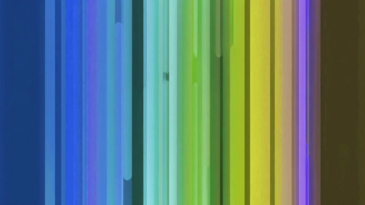 Gráficos en movimiento abstractos con barras verticales coloridas sobre fondo negro