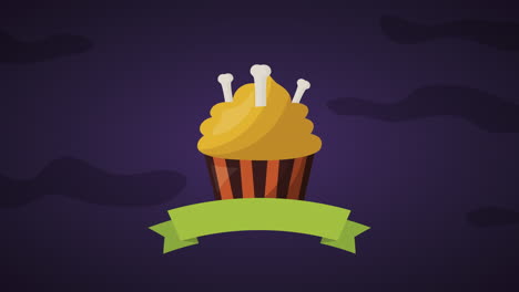 happy halloween celebration with sweet cupcakes