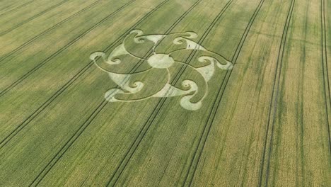 etchilhampton spiral crop circle formation aerial view establishing wiltshire farmland countryside