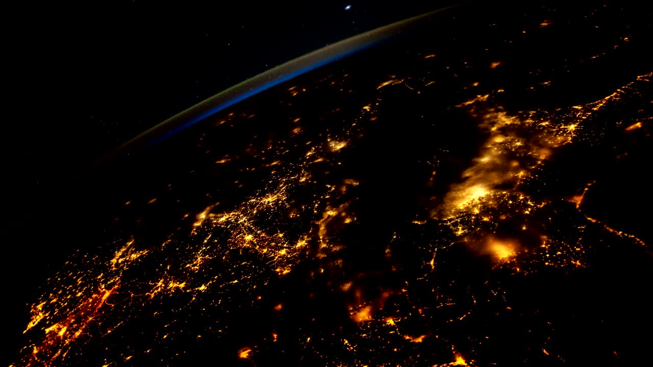 el planeta tierra por la noche visto desde el espacio. elementos de este video proporcionado por la nasa.