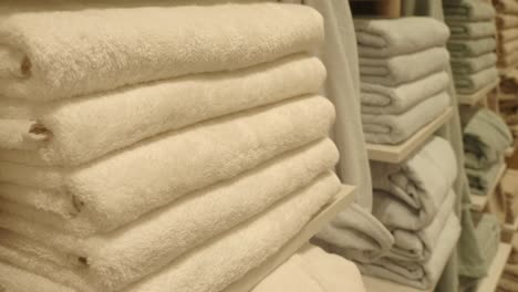 stacked towels on shelves