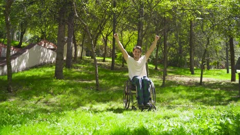 full of life, loving life disabled young man in a wheelchair.