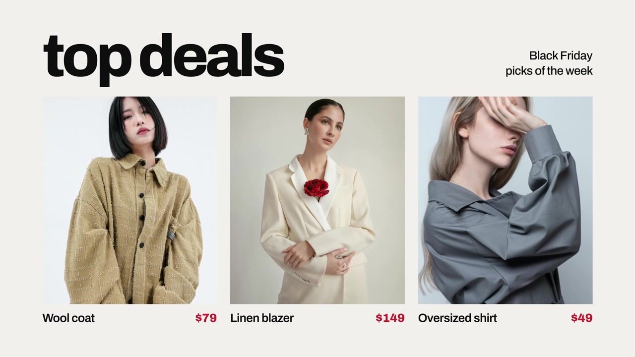 Black Friday-modetilbud med tøjmodeller