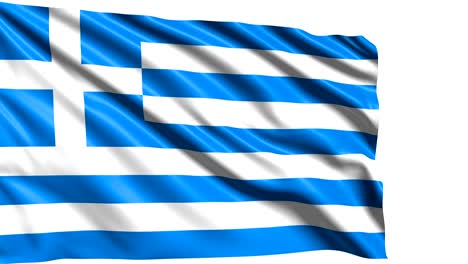 bandera de grecia con estructura de tela en el viento (canal alfa, en bucle)