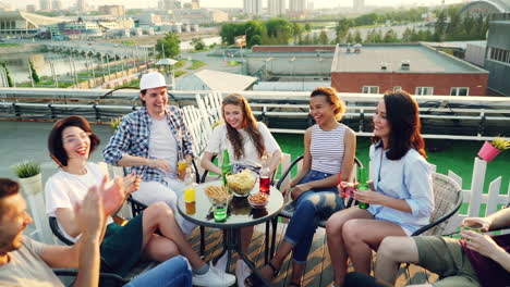 rooftop party with friends