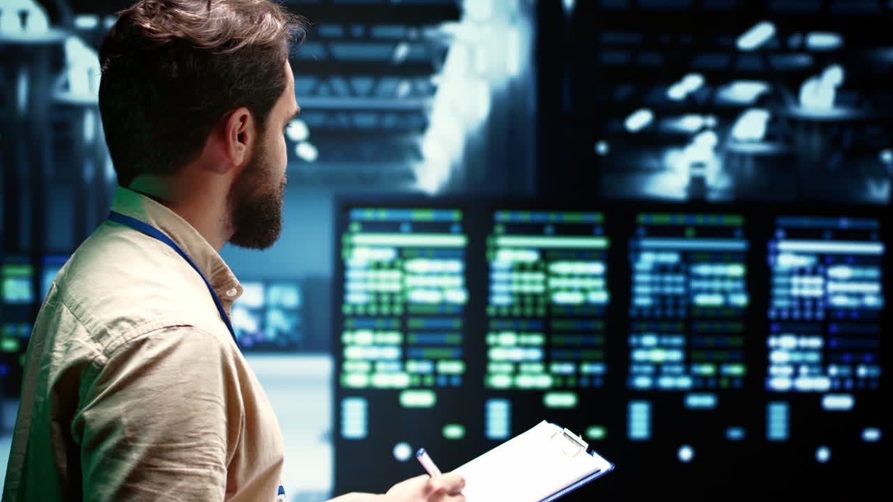 técnico haciendo un chequeo en el servidor