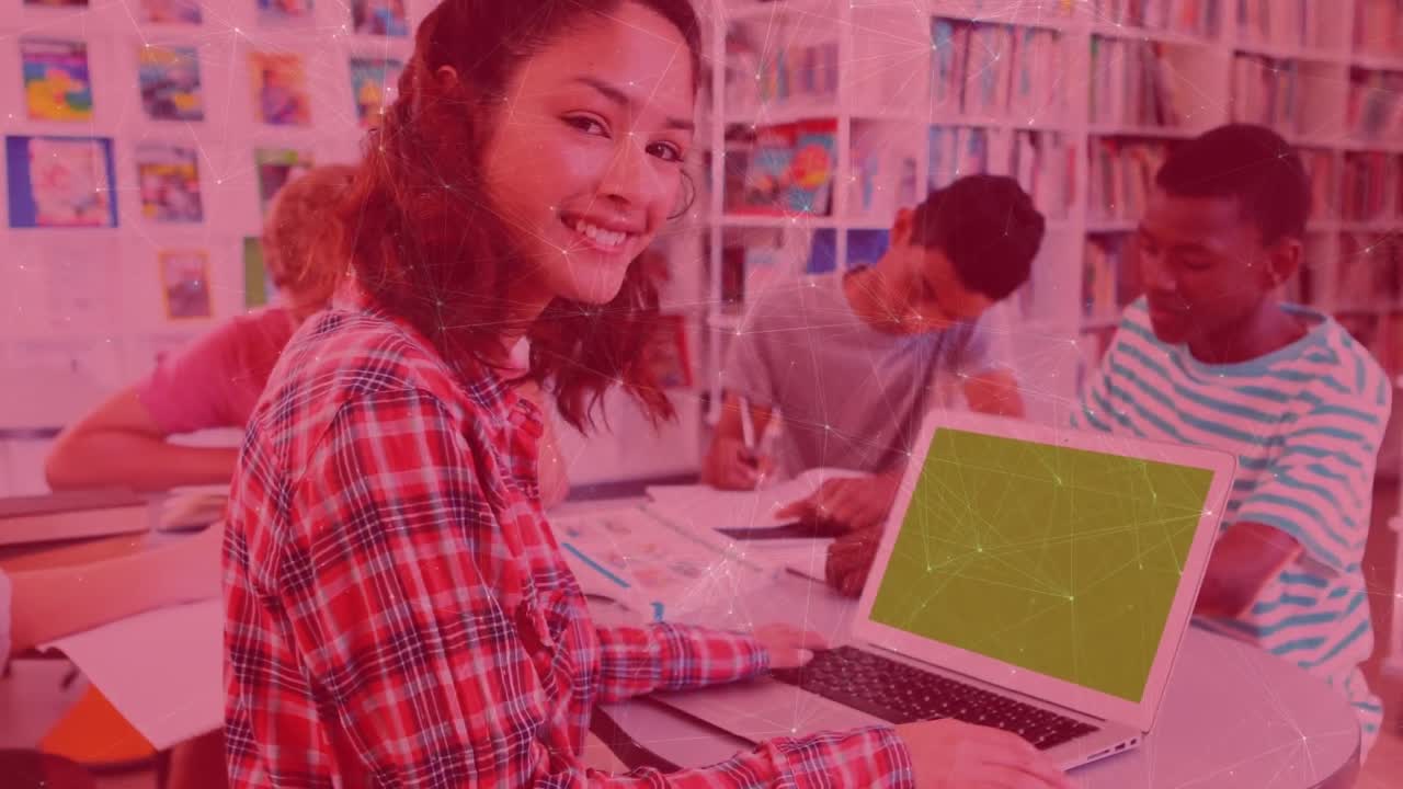 Animation of network of connections over diverse school children reading and learning at school