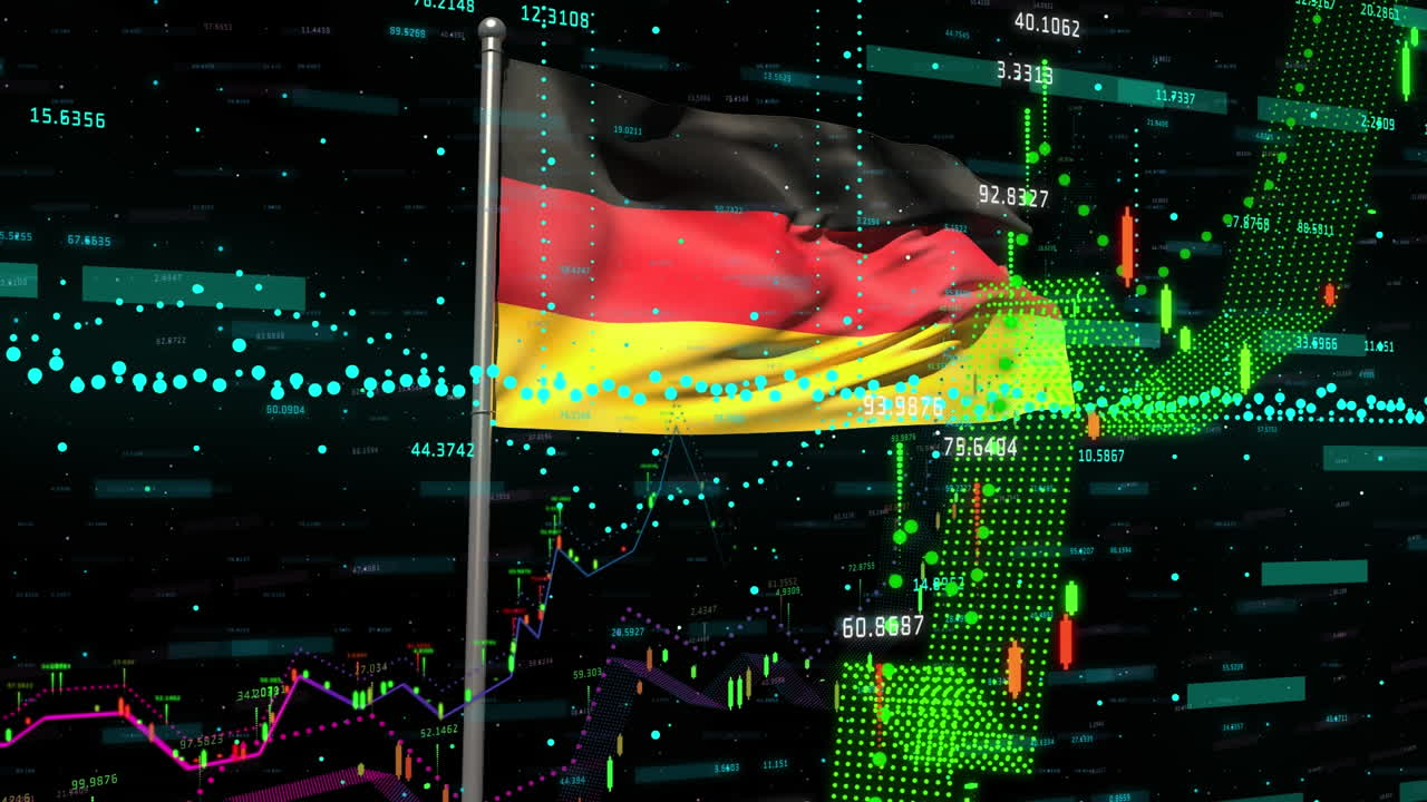 파란색 배경에서 데이터 처리를 통해 사이버 공격 경고의 애니메이션.