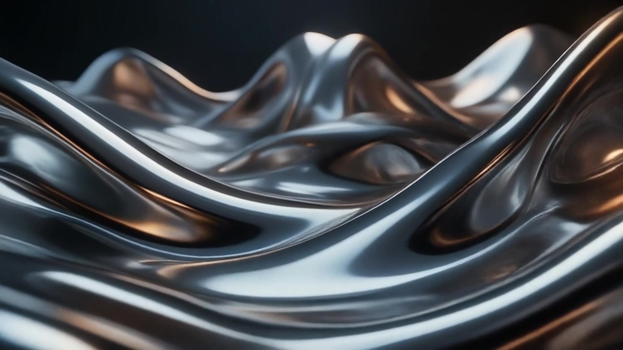 Abstract Liquid Metal Surface with Smooth Flowing Waves