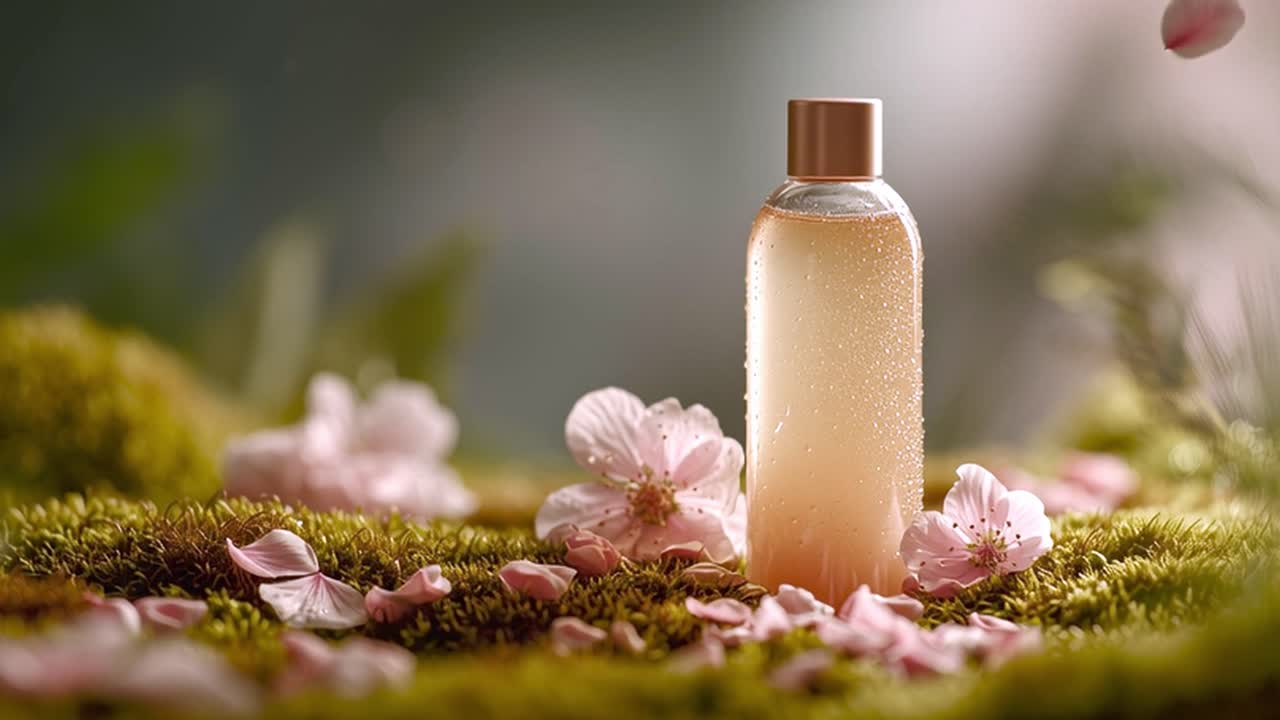 Natural Skincare Beauty Product with Flowers and Moss