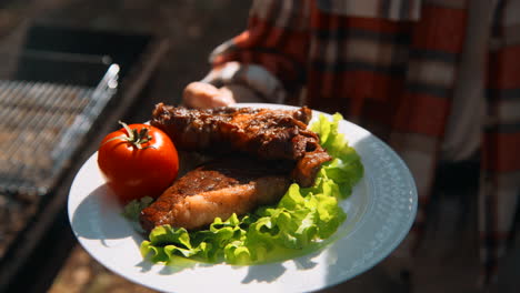 grilled steak with tomato and salad
