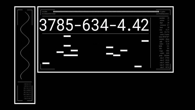 Animation of data processing over black background