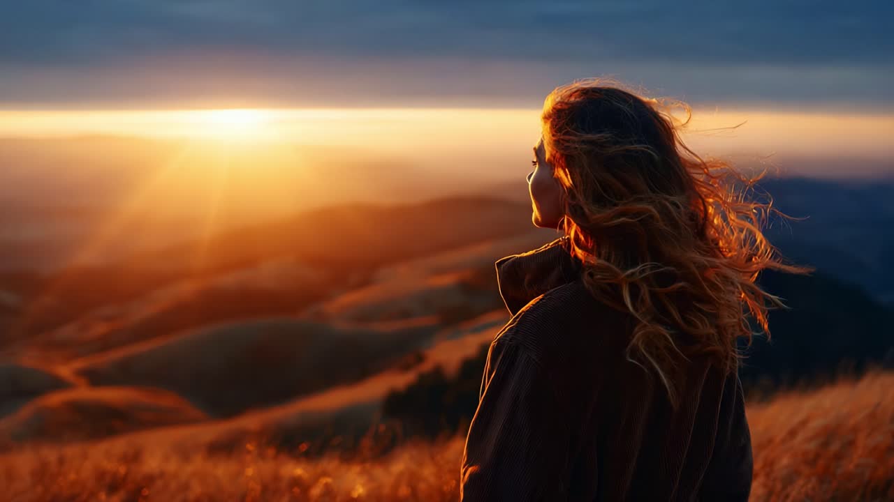 Un sereno tramonto sulle dolci colline: un momento di riflessione e bellezza catturato in colori vivaci mentre il sole tramonta all'orizzonte, proiettando caldi bagliori sul paesaggio