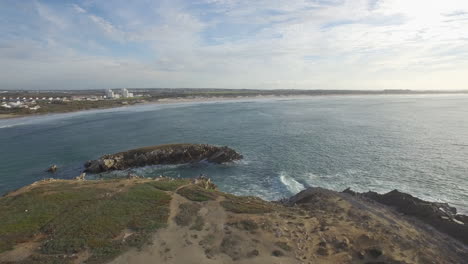 view from the baleal island to supertubos beach in portugal