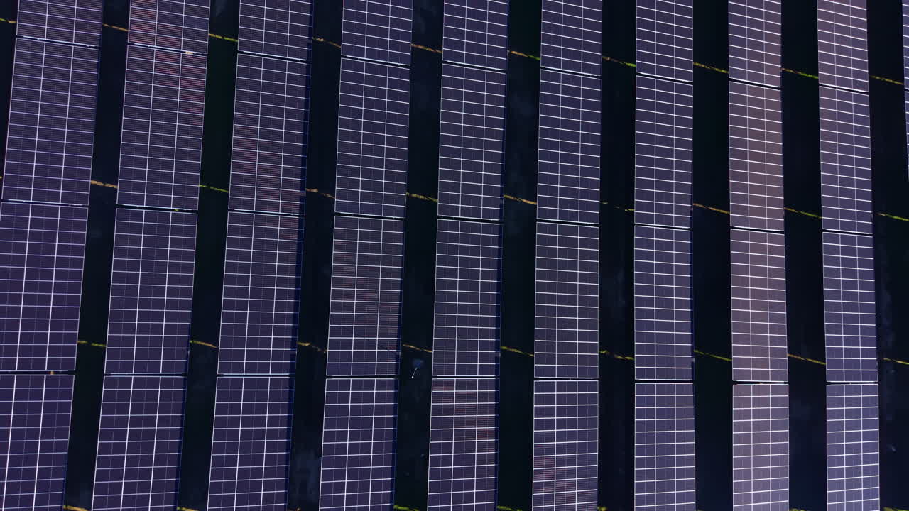 Pannelli solari installati in un vasto campo di giorno per la produzione di energia rinnovabile e le iniziative di sostenibilità.