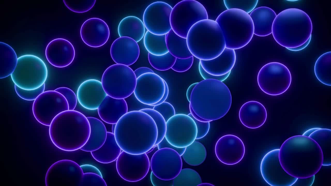 Dynamic Animation of Glowing Blue and Purple Spheres