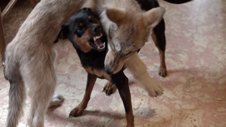 Timber wolf pup vs small dog