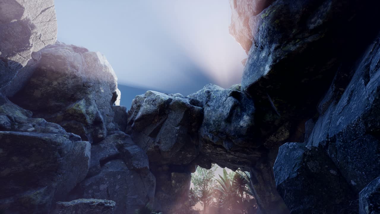 luz del sol dentro de una cueva misteriosa