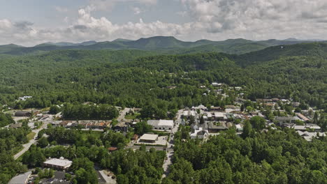 Highlands-North-Carolina-Aerial-v18-drone-flyover-the-quaint-neighborhood-towards-the-town-center-capturing-beautiful-landscape-of-lush-rolling-mountains-in-summer---Shot-with-Mavic-3-Cine---July-2022